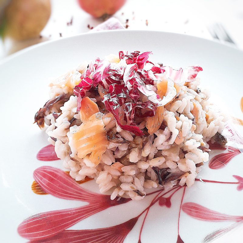 risotto radicchio e salmone